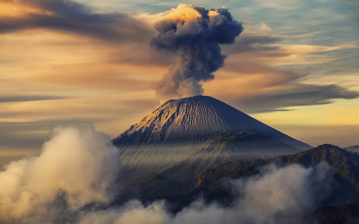 Mount Semeru Indonesia., volcanic, east java, background, HD wallpaper