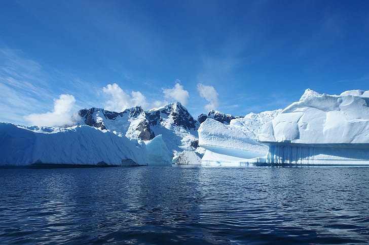 ice berg on sea photo, antarctica, antarctica, snow, mountain