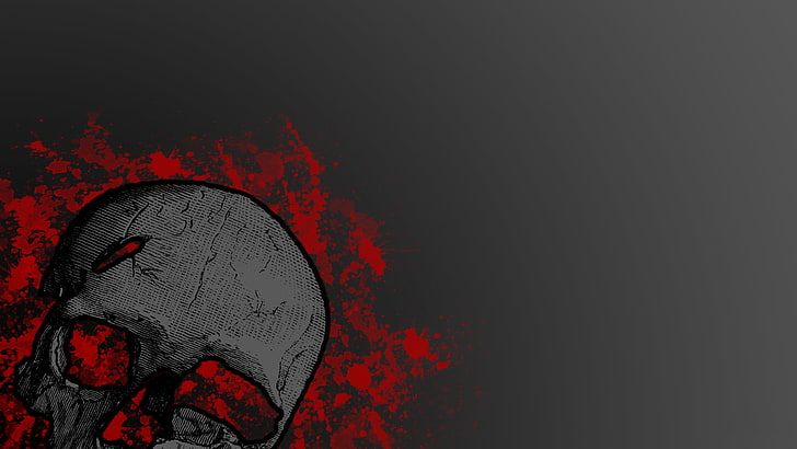 gray skull illustration, minimalism, gray background, digital art, HD wallpaper