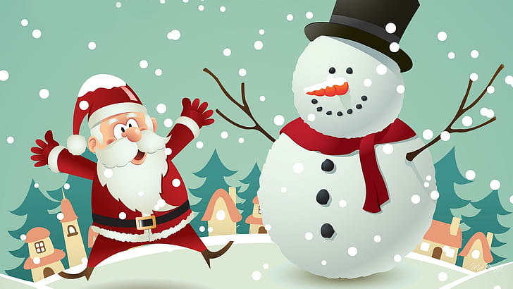 What A Big Snowman, st nick, surprise, christmas, santa claus, HD wallpaper