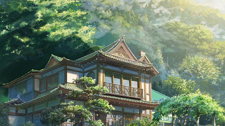 Makoto Shinkai, Kimi no Na Wa, tree, plant, built structure, HD wallpaper