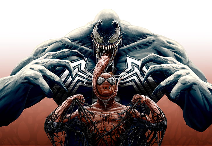 venom, spiderman, superheroes, artwork, artist, digital art