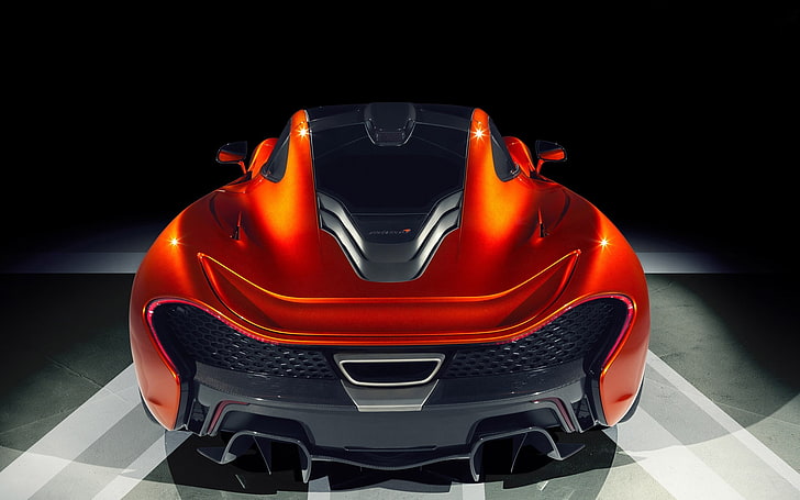 car, orange cars, McLaren P1, Hybrid, Hypercar, mid-engine