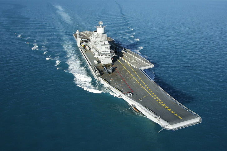 aircraft carrier ins vikramaditya, water, nautical vessel, sea, HD wallpaper