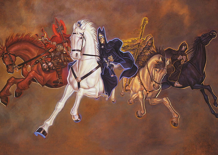 war death apocalypse horses discworld horsemen famine 2500x1787  Animals Horses HD Art