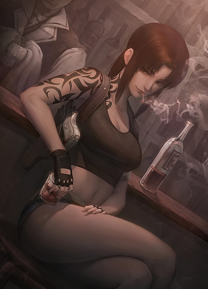 anime, anime girls, Black Lagoon, Revy, one person, young adult