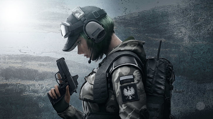 Rainbow Six Siege, 4K, Operator ELA, Defender, gas mask, weapon