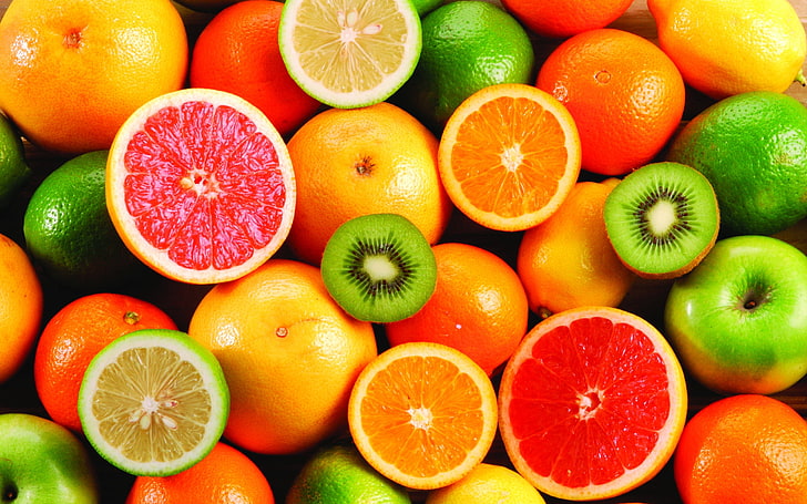 slice citrus, lemon, orange, kiwi, fruit, orange - Fruit, food, HD wallpaper