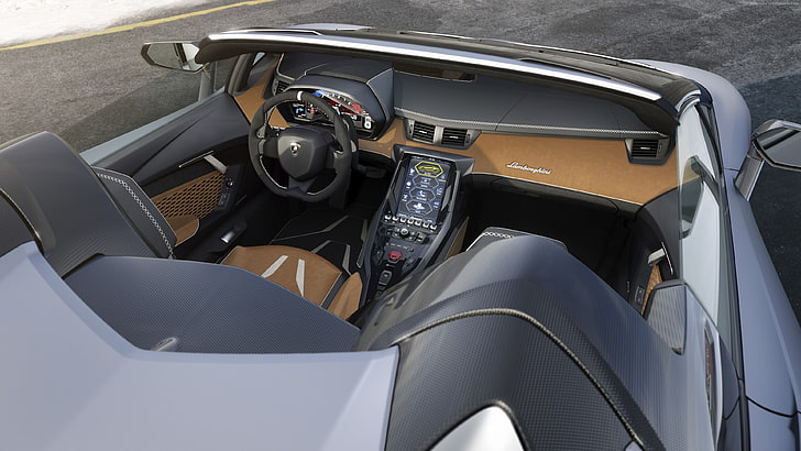 interior, Lamborghini Centenario LP 770-4 Roadster, mode of transportation, HD wallpaper