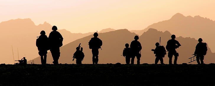 military, silhouette, Royal Marines