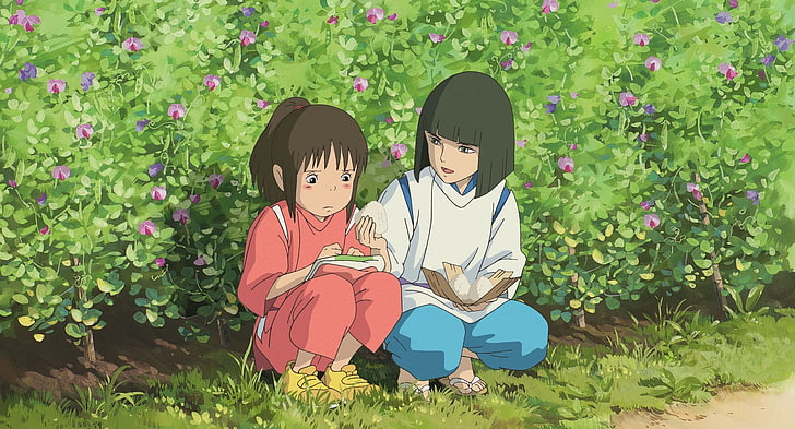 Spirited Away, Studio Ghibli, anime, child, plant, childhood