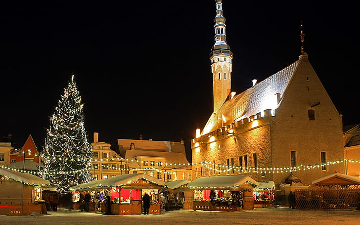 lights, tree, home, Christmas, Estonia, Tallinn, market, shop