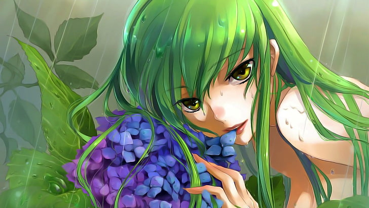 poison ivy animated illustration, anime, Code Geass, C.C., one person