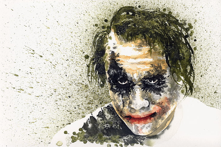 The Joker portrait, Batman, The Dark Knight, Heath Ledger, one person