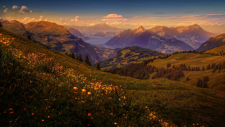 mountain, nature, spring, sky, wilderness, mountainside, mountain range, HD wallpaper