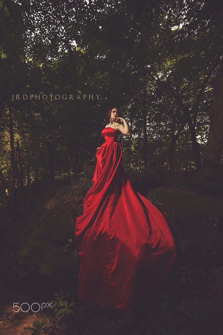 women, red dress, fantasy girl, JRD Photography, 500px, one person, HD wallpaper