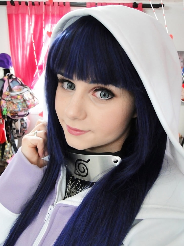 women's purple and white zip-up hoodie, cosplay, Hyuuga Hinata, HD wallpaper