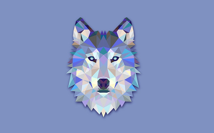 wolf illustration, abstraction, minimalism, head, light background, HD wallpaper