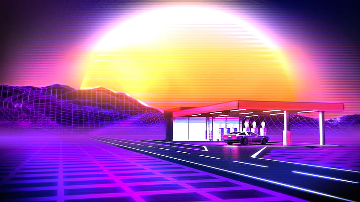 The sun, Music, Star, Style, Background, DeLorean DMC-12, 80s, HD wallpaper