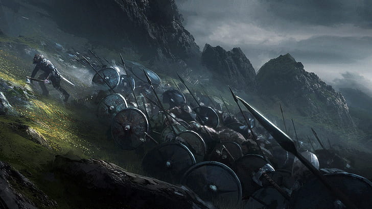 Warriors, Shields, The Vikings, Juan Pablo Roldan, Viking shield, HD wallpaper