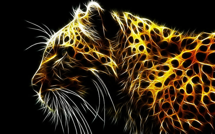 abstract, animals, leopard, Fractalius, leopard (animal), digital art, HD wallpaper
