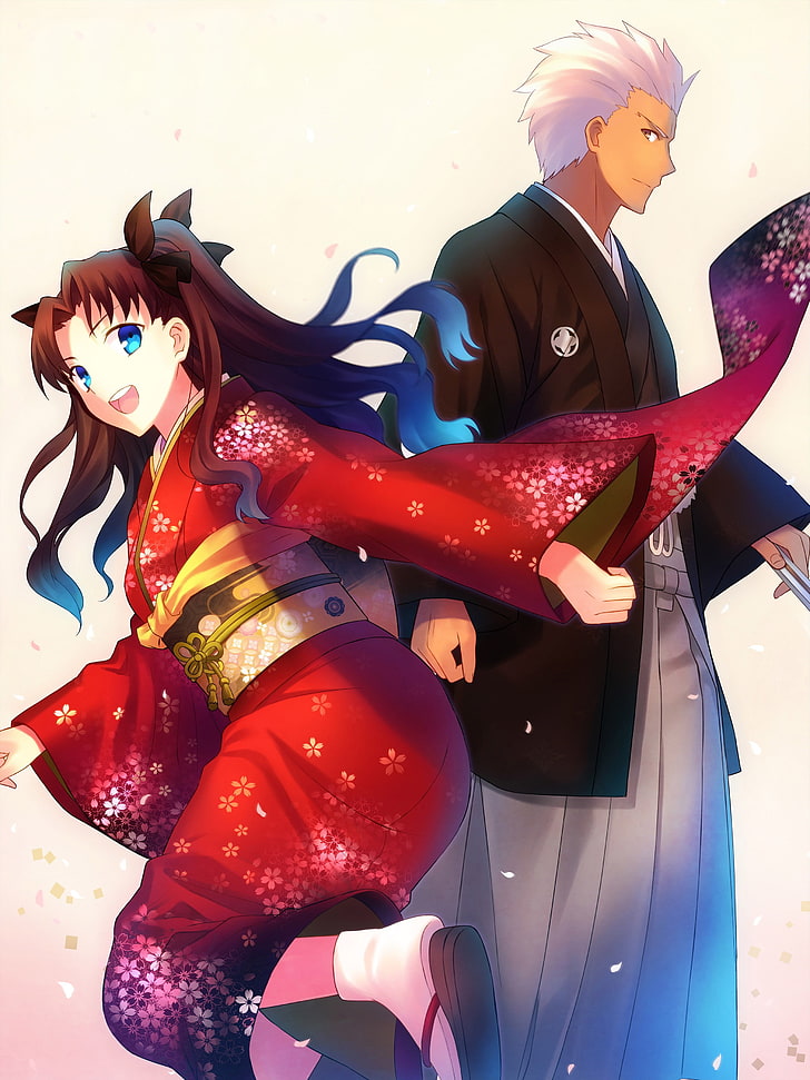 Fate Series, Tohsaka Rin, Archer (Fate/Stay Night), kimono