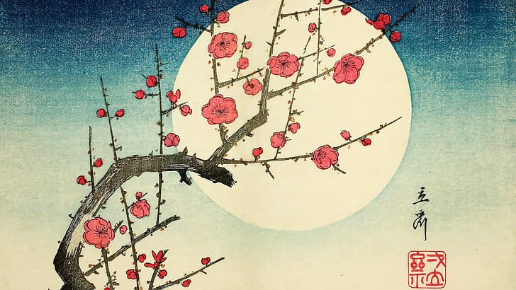 HD wallpaper: Utagawa Hiroshige, flowers, traditional art, Japanese Art,  woodblock print | Wallpaper Flare