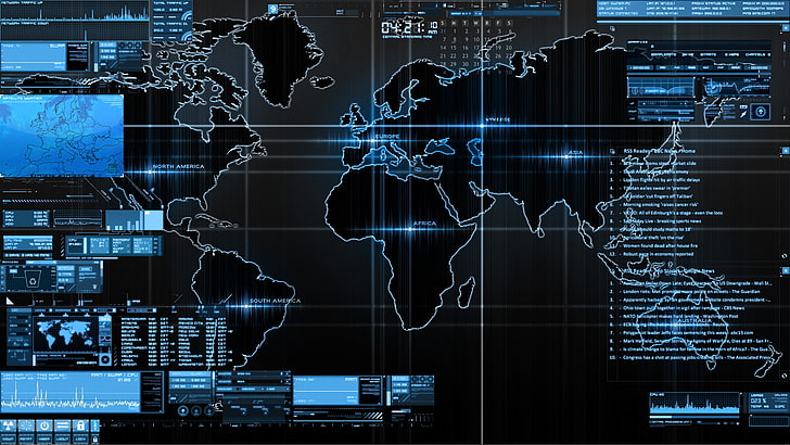 HD wallpaper: world map illustration, conky, digital art, technology,  business | Wallpaper Flare