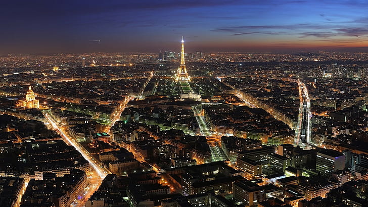 Paris, sunset, Eiffel Tower, HD wallpaper