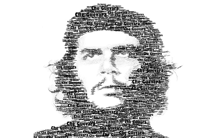painting of man, Che Guevara, revolutionary, typographic portraits