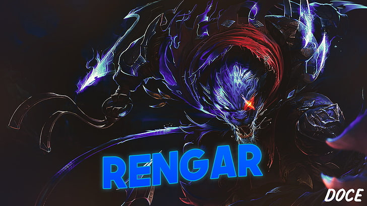 Rengar, League of Legends, video games, text, real people, communication, HD wallpaper
