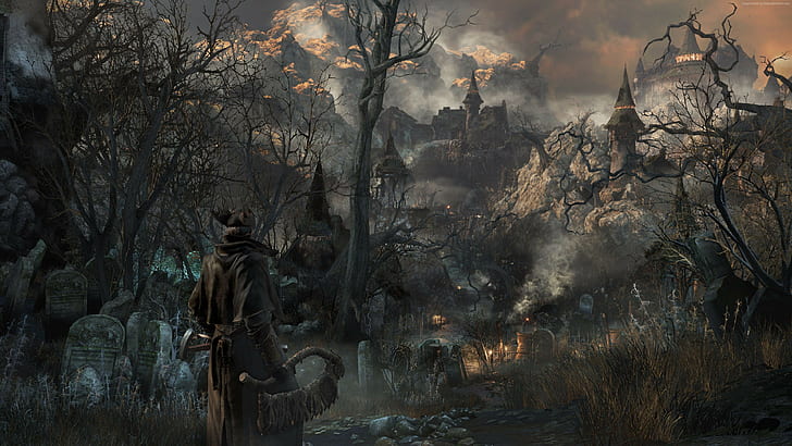 Bloodborne, interface, fog, game, Best Games of 2015, screenshot, HD wallpaper