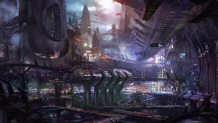 city building wallpaper, futuristic, futuristic city, science fiction, HD wallpaper