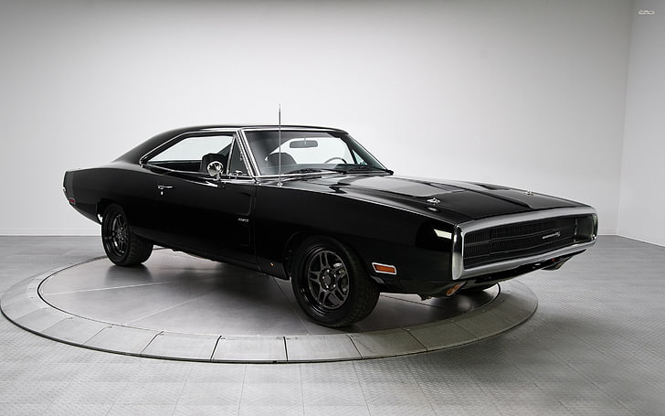 black coupe, Dodge Charger R/T, Charger RT, muscle cars, American cars