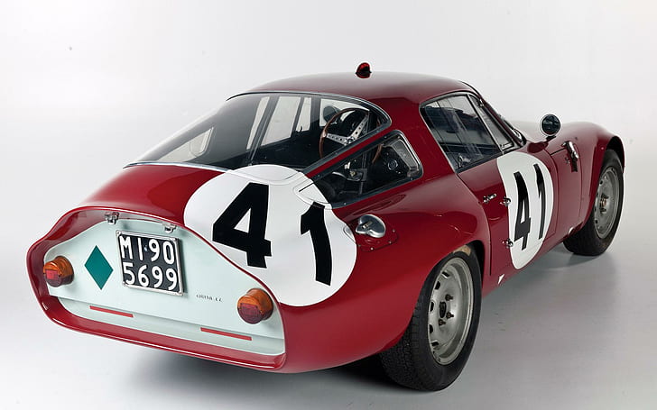 1963 Alfa Romeo Giulia TZ, red and white race car, cars, 1920x1200