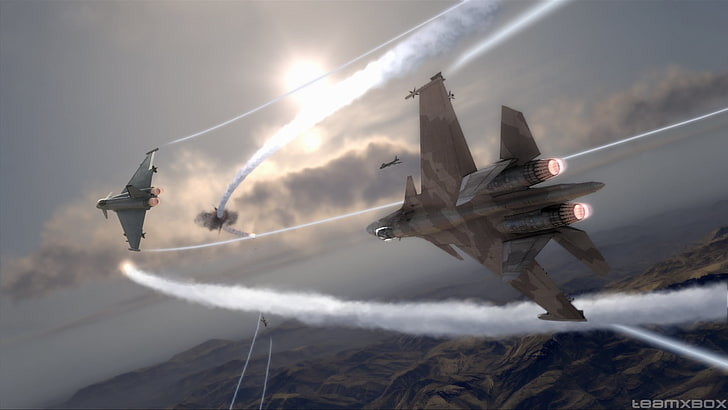 gray fighter jet illustration, HAWX, Dogfight, Eurofighter Typhoon 2000, HD wallpaper