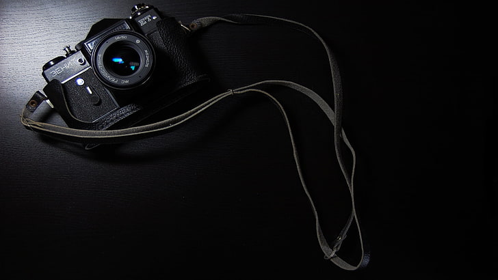 black DSLR camera, background, Zenit, the camera, camera - Photographic Equipment
