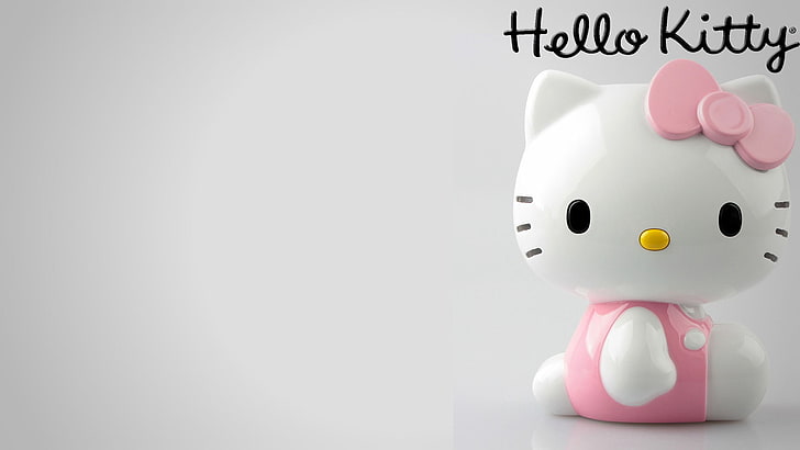 Hello Kitty figurine, kittens, cat, piggy bank, copy space, representation, HD wallpaper