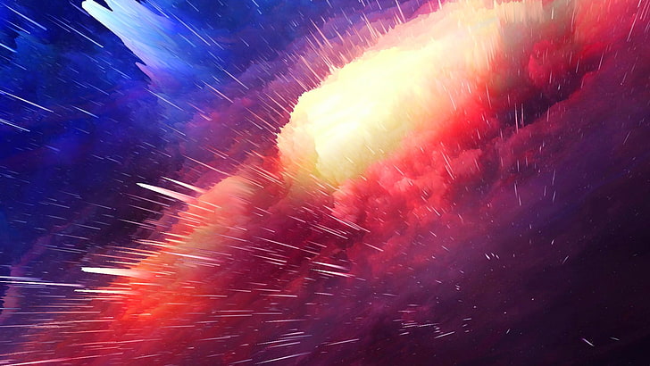 multicolored meteorite, galaxy, explosion, colorful, motion, no people, HD wallpaper
