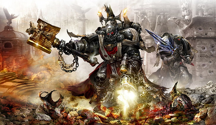 warrior with battlesuit, armor, Black Templars, warhammer 40k