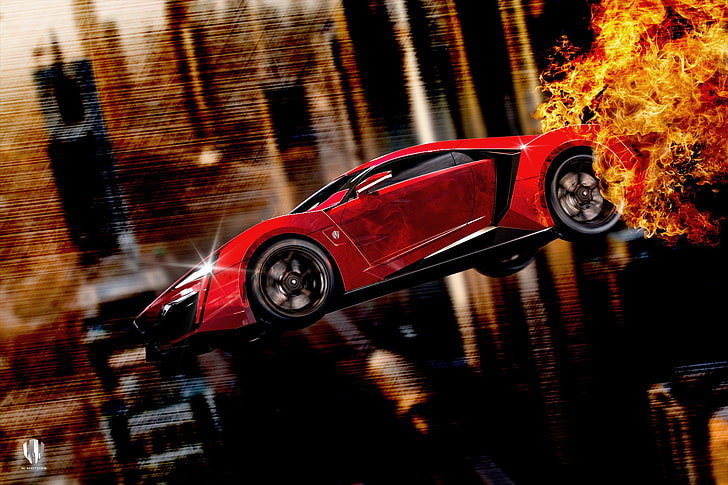 HD wallpaper: Red, Fire, Side, Fly, Lykan, W Motors, Furious 7, Hypersport  | Wallpaper Flare