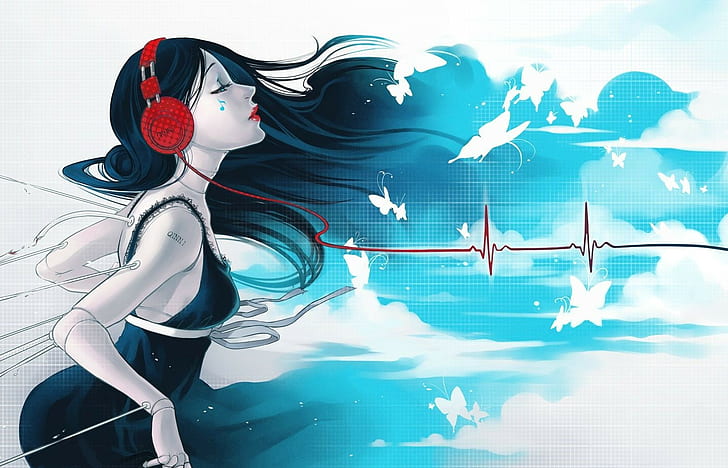 anime, headphones, anime girls