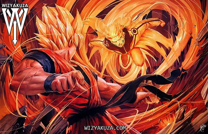 Hd Wallpaper Anime Crossover Dragon Ball Z Goku Naruto Naruto Uzumaki Wallpaper Flare