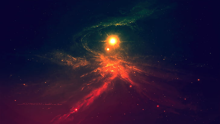 volcano digital wallpaper, galaxy, space, stars, universe, spacescapes