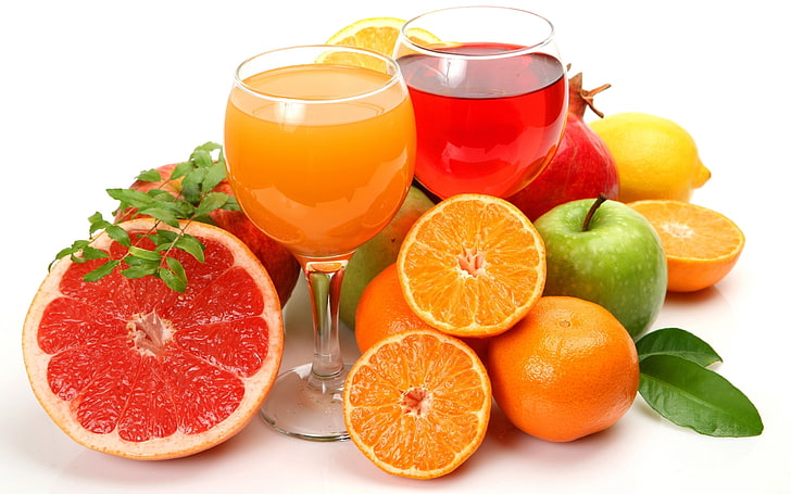 assorted-fruit juices, lemon, citrus, grapefruit, oranges, freshness, HD wallpaper