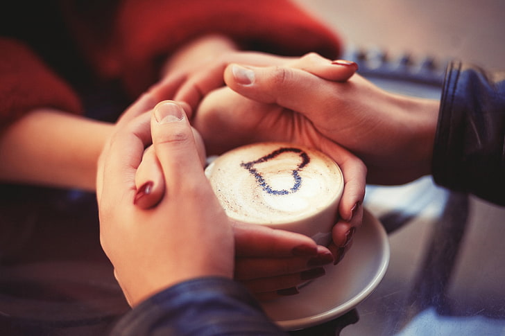 coffee, couple, Holding Hands