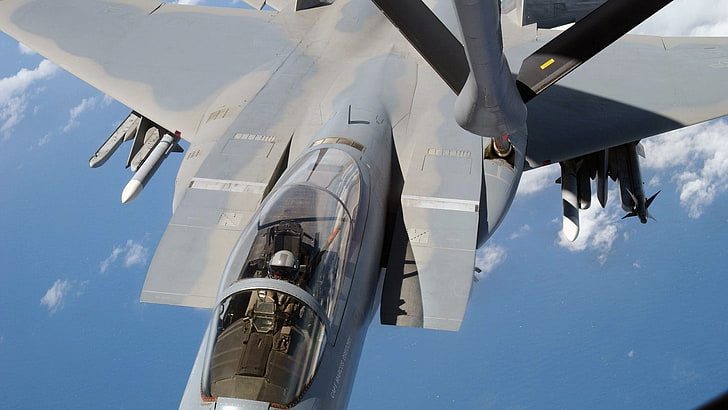 airplane, F 15 Eagle, Jets, Mid air Refueling, Military Aircraft
