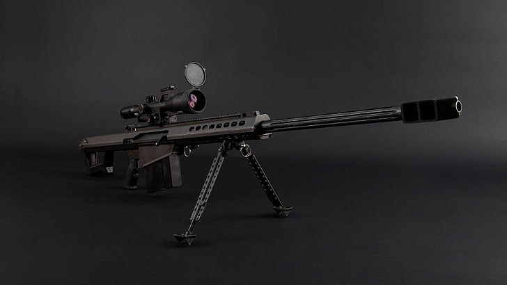 black Barrett 50 .cal sniper, USA, self-loading, large-caliber sniper rifle, HD wallpaper