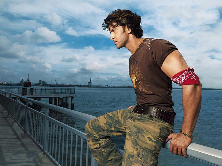 Hrithik Roshan Awesome Body, one person, water, sea, three quarter length