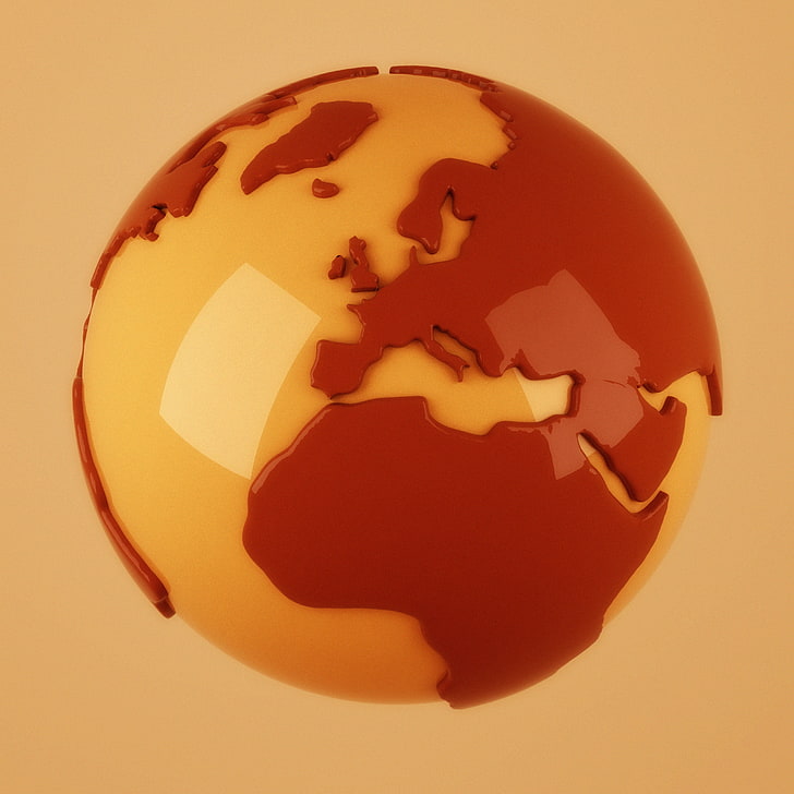 red and white ceramic bowl, digital art, globes, simple background